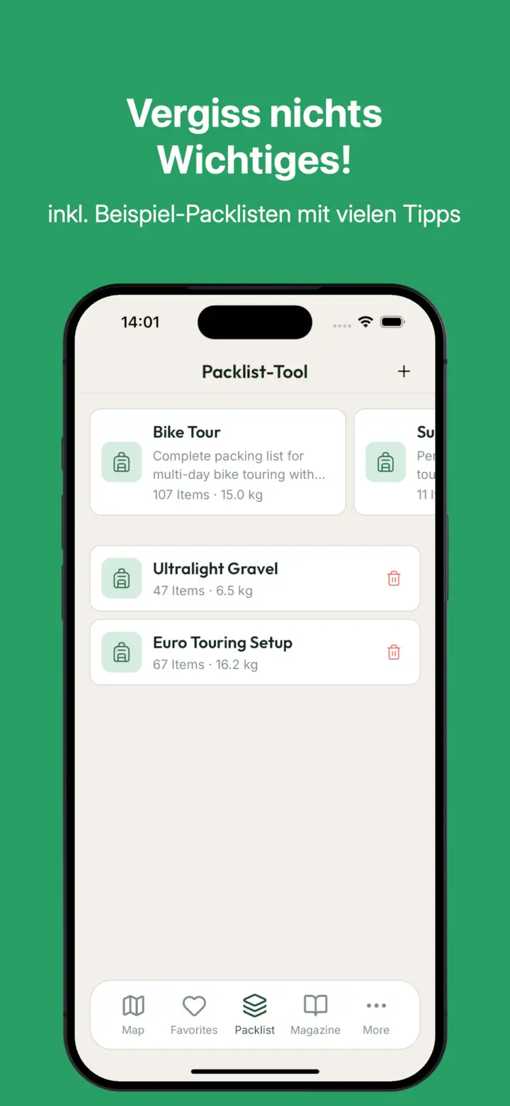 Die Packliste – BikeTouri